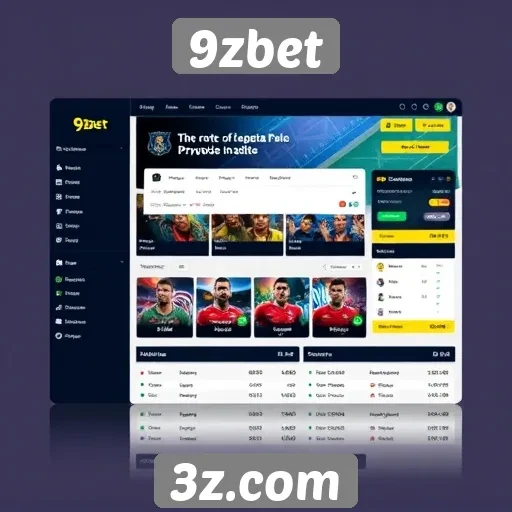 Navegação e interface do usuário do 9zbet